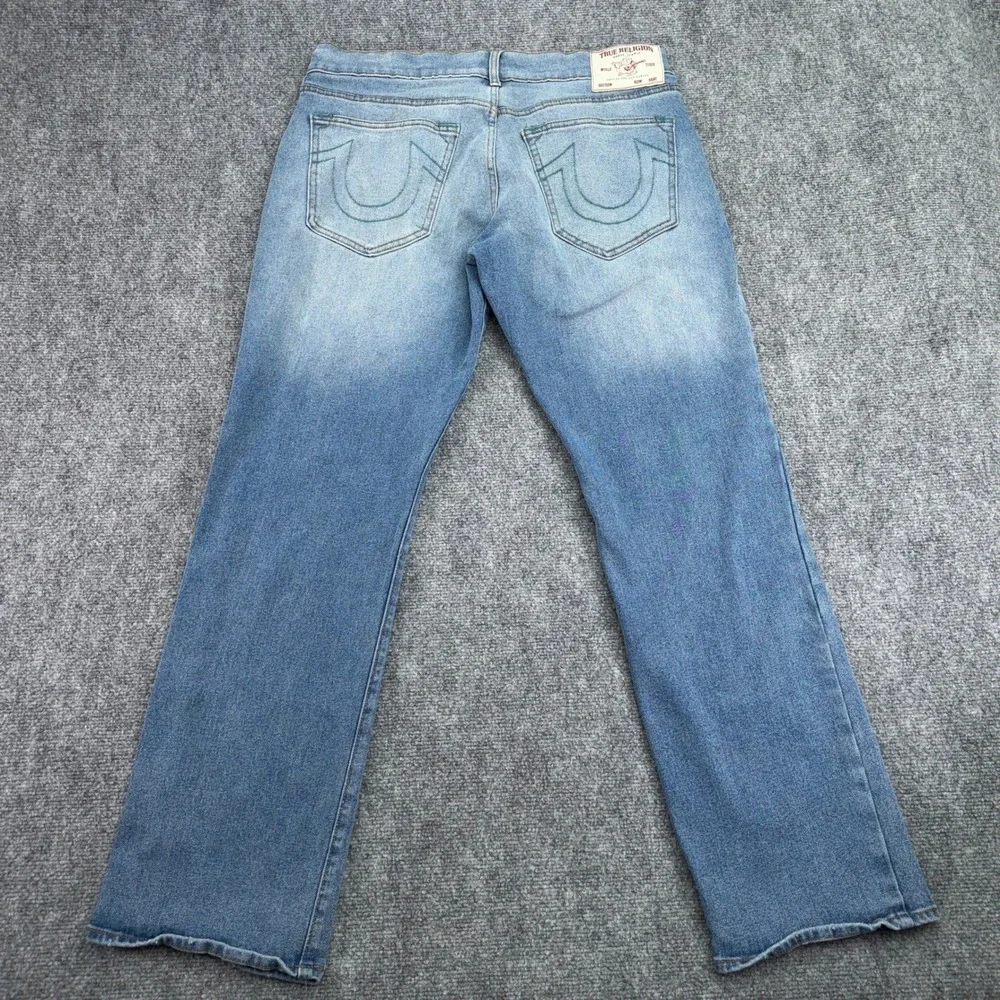True Religion Jeans Mens 33 (Fits 35x31) Blue Ricky Relaxed Straight Medium Wash